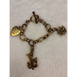 Vintage Juicy Couture Charm Bracelet Gold Tone From G & P Heart Crown J Y2K Rare